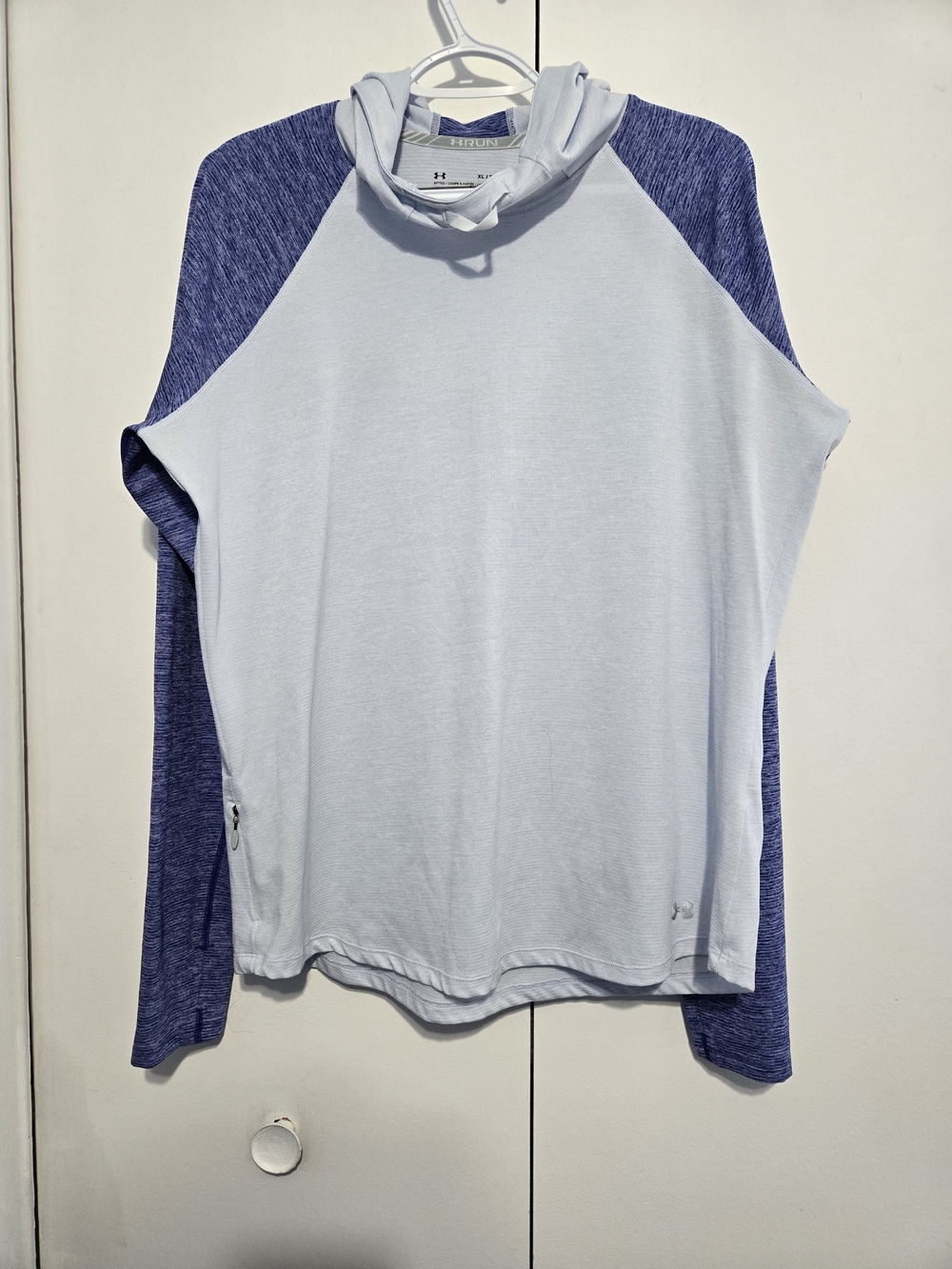 Under Armour HeatGear Hoodie XL Women’s Athletic Pullover Blue White Lightweight